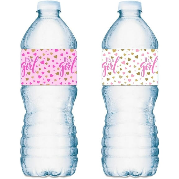 20 Its a Girl Water Bottle Labels Pink and White Baby Shower Party ; Waterproof Water Bottle Wrappers; Its a Girl Water Bottle Stickers Labels Decorations (10 Pink and 10 White)
