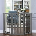 thumbnail image 3 of Unipaws Freestanding Wooden Dog Gate, Foldable Pet Gate with 2PCS Support Feet, Dog Barrier Indoor Pet Gate Panels for Stairs, 36 Inch Tall, 60 Inch Wide, Gray, 3 of 7