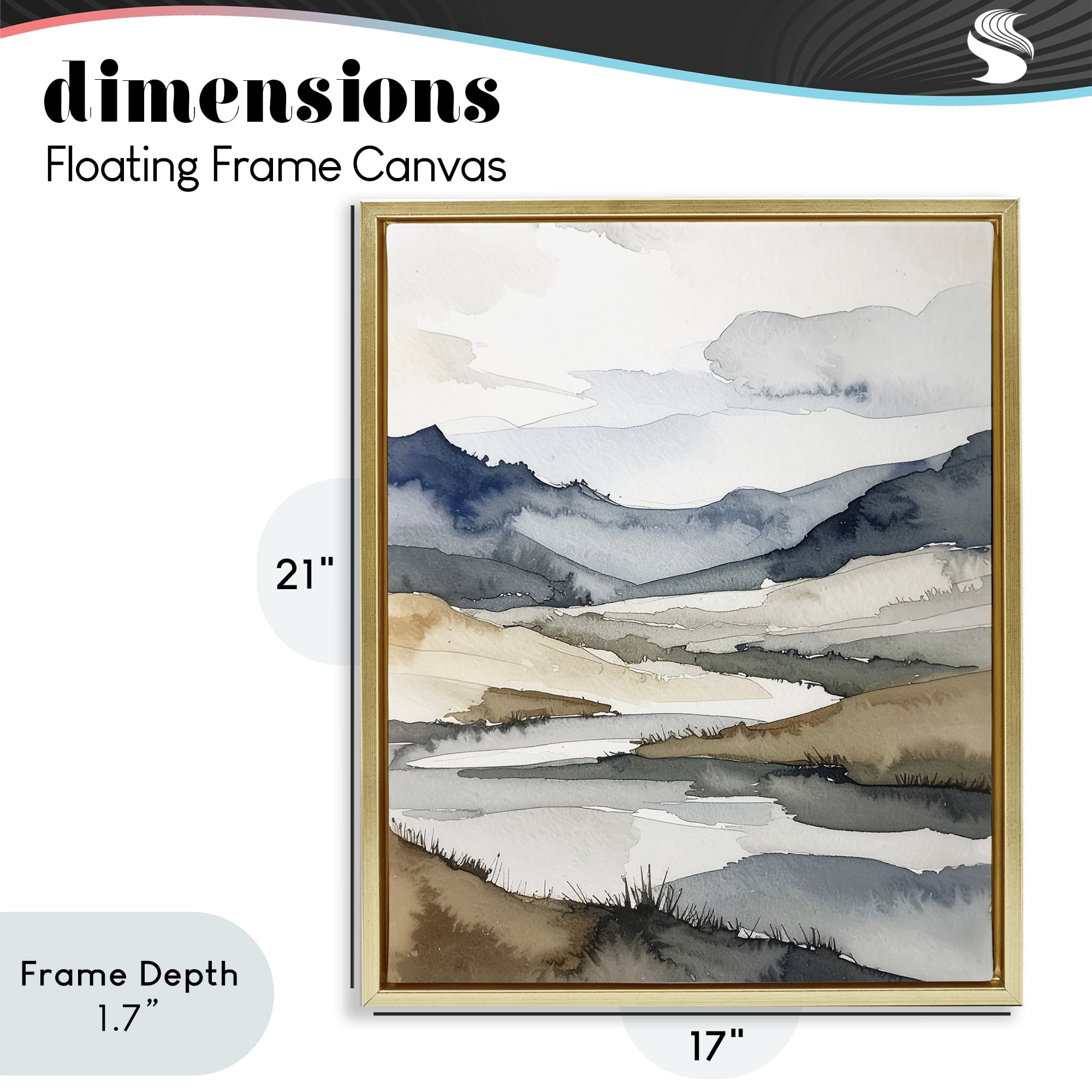 Stupell Industries Flow Of Water River Gold Framed Floater Canvas Wall Art, design by Alonza Saunders