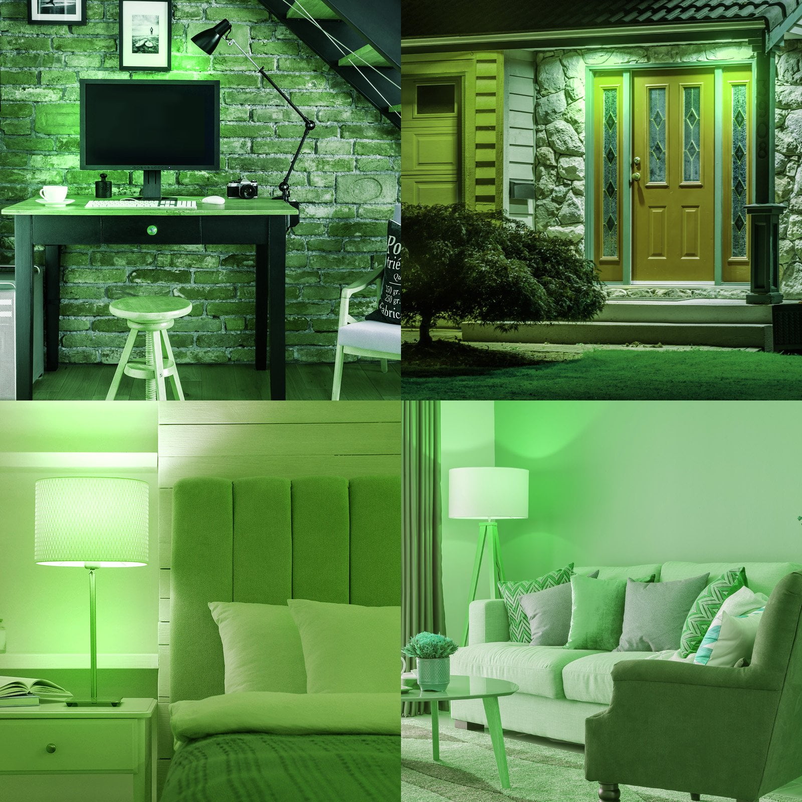 Luxrite A19 Edison LED Green Light Bulb 4.5W=60W E26 Base Indoor Outdoor Decoration Party Holiday Lighting 3 Pack