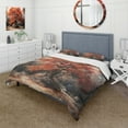 thumbnail image 1 of Designart "Tree In The Woods Fall Foliage II" Tree Floral Bedding Covert Set - Country Red Landscapes Bed Set With 2 Shams, 1 of 6