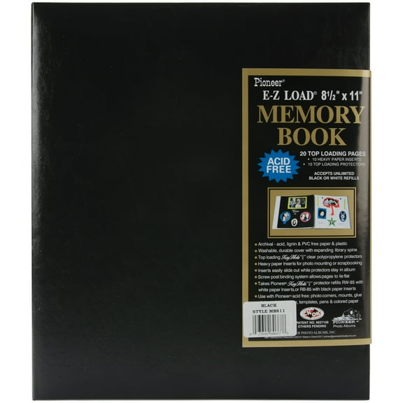 Pioneer Leatherette Post Bound Album 8.5"X11"-Black