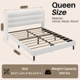 thumbnail image 3 of Frostbloom Queen Bed Frame, Upholstered Platform Bed with Velvet Wingback Headboard, No Box Spring Needed, White, 3 of 7
