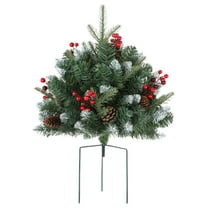 Ongmies Christmas Tree Frosted Urn Filler, 2025 New Holiday Planter Filler – Greenery for Christmas & Holiday Planter Decorations, Pre-Lit Artificial Xmas Tree