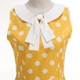 thumbnail image 5 of YTCAMLO 50s Style Womens Midi Dress Classic Tie Neck Swing Dress Vintage Polka Dots A Line Dress Short Sleeve Party Cocktail Dresses, Yellow L, 5 of 5