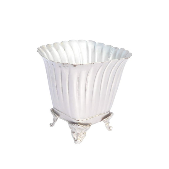 Serene Spaces Living Silver-Plated Brass Urn Vase, 4" Square & 3.5" Tall