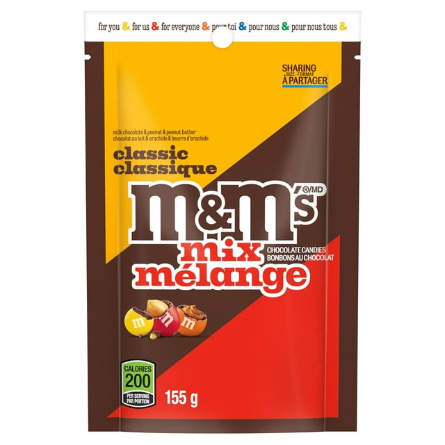 M&M'S, Classic Mix, Milk Chocolate Candies, Sharing Bag, 155g