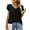 Black, variant on Spencer Women's Summer Tops V Neck Ruffle Short Sleeve Tunic Top Casual Flowy Blouse Shirts