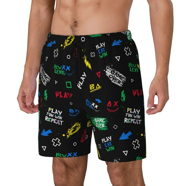 Fotbe Gamepads Traje de Baño para Hombre – Shorts de Natación de Secado Rápido con Forro y Bolsillos-Small