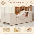 thumbnail image 4 of Slsy Toddler Bed, Toddler Floor Bed Frame with Removable Guard Rails, Small Bed for Kids Boys and Girls Aged 1-6 Years, Standard Crib Size Toddler Bed, Certified Fabric Toddler Beds, 4 of 8