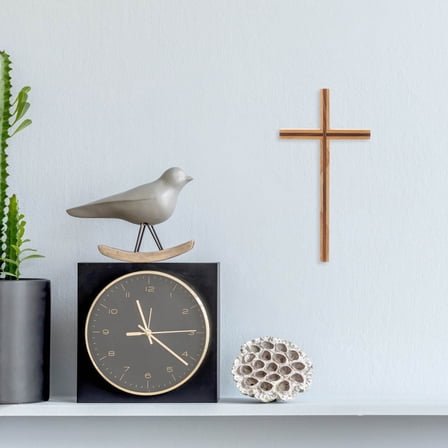 WHAMVOX Exquisite Antique Multi Colored Wood Cross Wall Decor for Home Office Bedroom Crafts 7.5x10 Inches