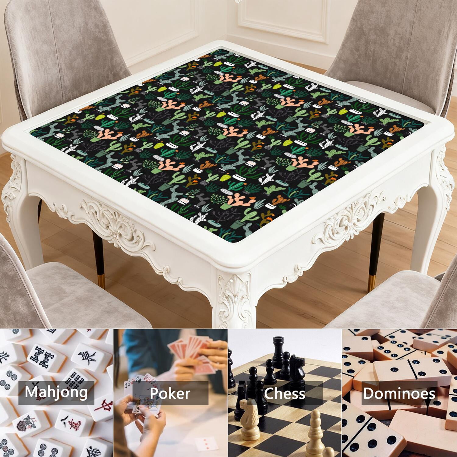 Large 31.5x31.5 Inch Plants Design Game Mat Crafted from Durable Rubber Featuring Anti-Slip Surface and Noise Dampening Properties for Mahjong Card Games