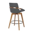 thumbnail image 3 of Baylor 26" Gray Faux Leather and Walnut Wood Swivel Bar Stool, 3 of 7