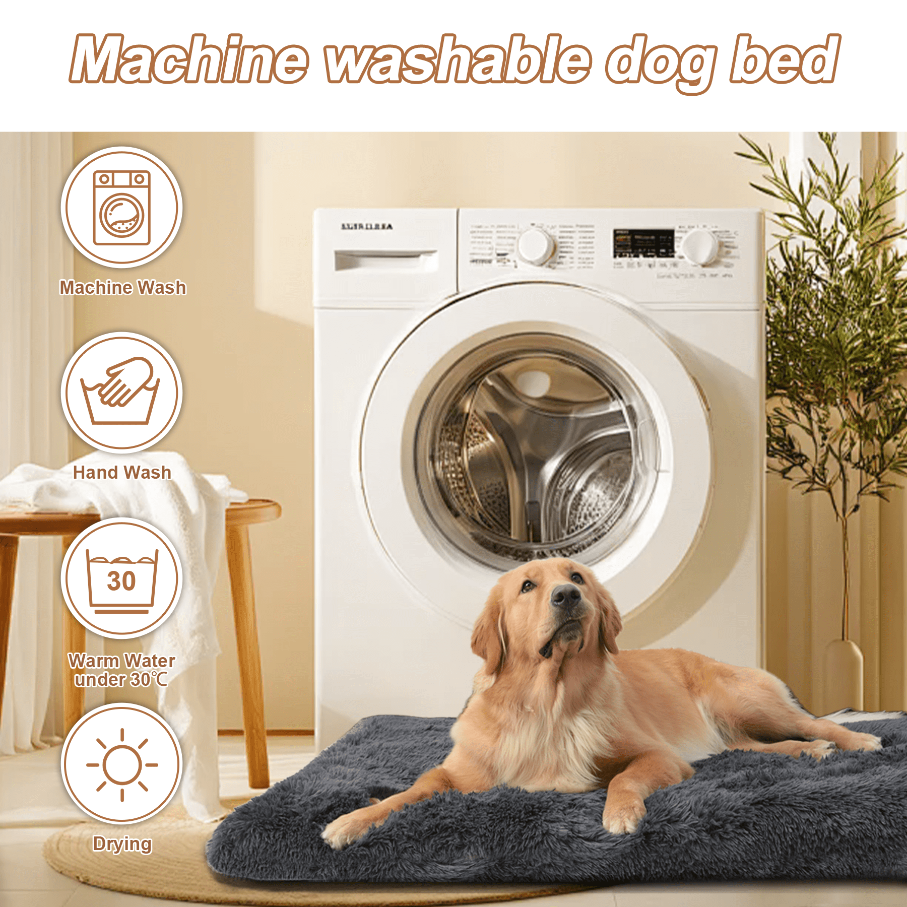 KSIIA 48"x30" Plush Dog Crate Beds for XLarge Dogs，Washable Pet Kennel Pillow Soft Dog Pad