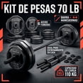 thumbnail image 2 of Set de Pesas 70 Libras CENTURFIT Barra Mancuernas Discos, 2 of 7