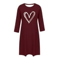 thumbnail image 4 of SCSAlgin Women's Heart Print Nightgown Soft Sleep Shirt 3/4 Sleeve Pajama Dress Scoopneck Sleep Tee Nightshirt Sleepwear, 4 of 6