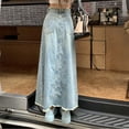 thumbnail image 6 of sunshuilll Women's Casual A-Line Mid-Length Denim Skirt Blue, 6 of 8