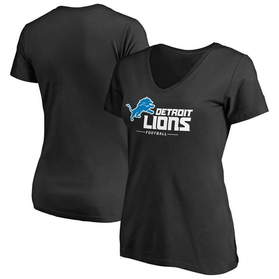 Women's Black Detroit Lions Team Lockup V-Neck T-Shirt