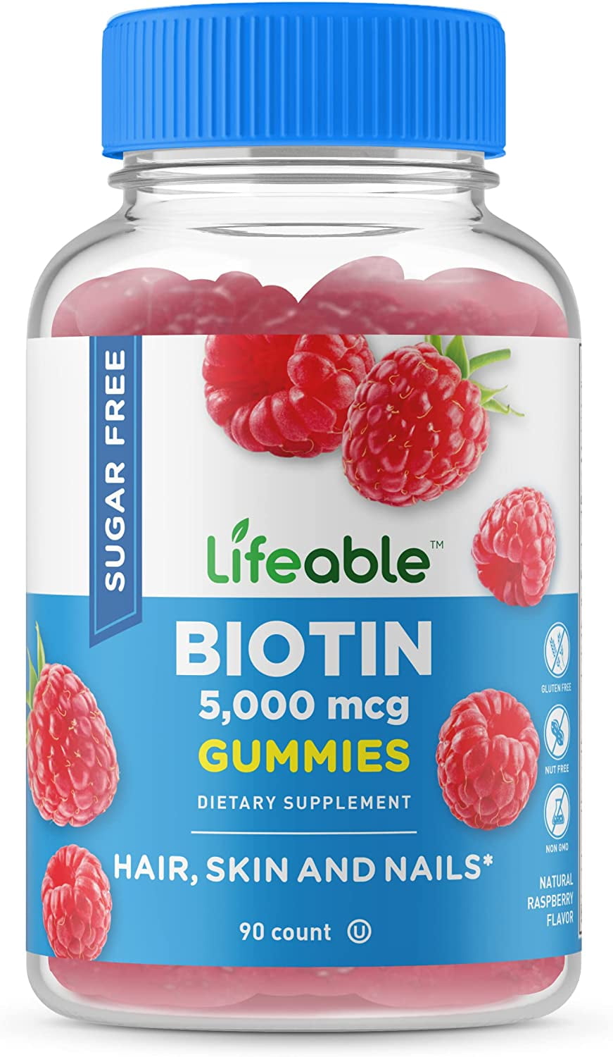 Lifeable Sugar Free Biotin, 5000 Mcg, 90 Gummies