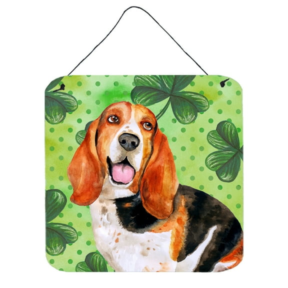Basset Hound St Patricks Wall or Door Hanging Prints Green