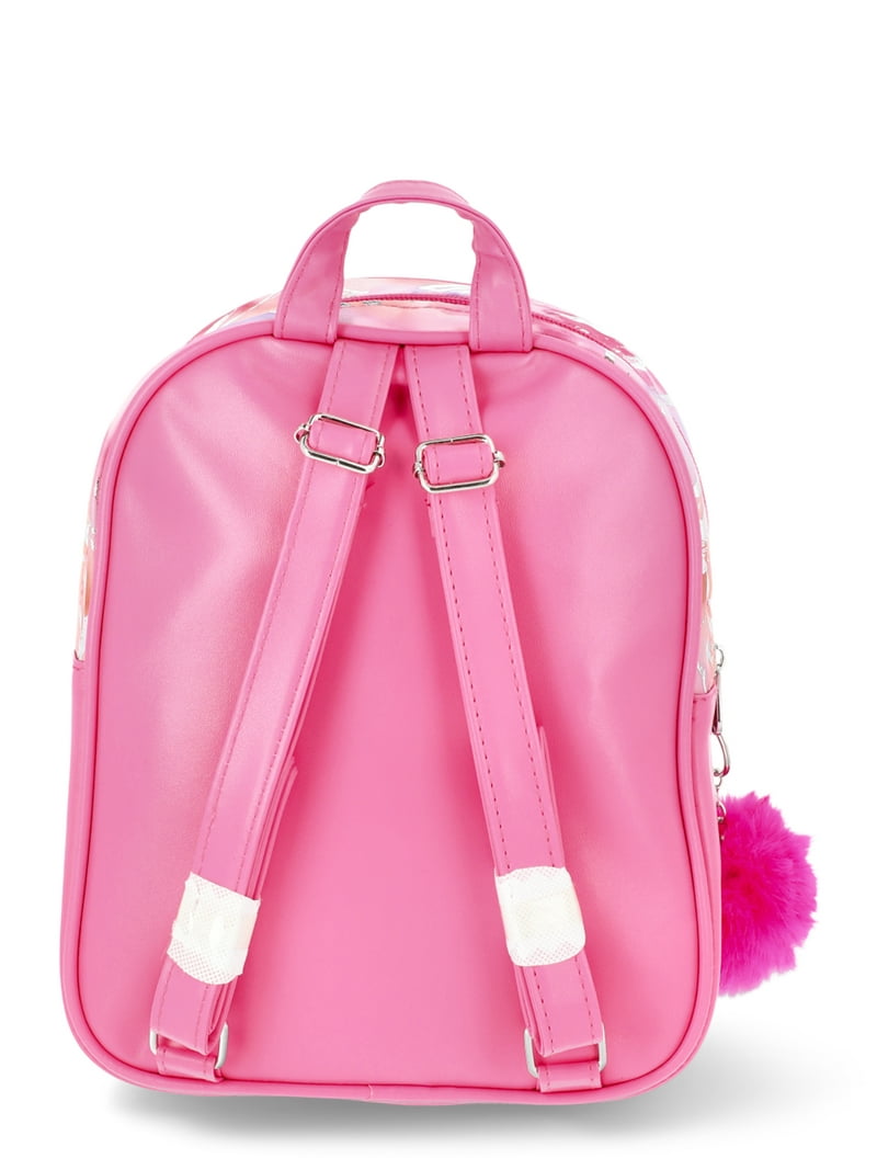 Justice Girls' Floral Mini Backpack with Chain Detail and Pom