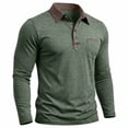 thumbnail image 5 of Zivyakyron Office Mens Polos Button Business Long Sleeve Fall Colorblock Collared Casual Loose Shirt Green L, 5 of 8