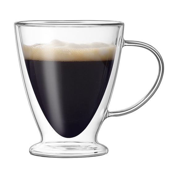 DICEWEN Clear 300ML Insulated Drinking Glasses With Ergonomic Handle Double Walled Heat Resistant Mug Cup For Office And Home
