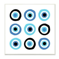 Stupell Traditional Art Deco Evil Eyes Symbolic Spiral Amulets Wood Wall Art - Blue