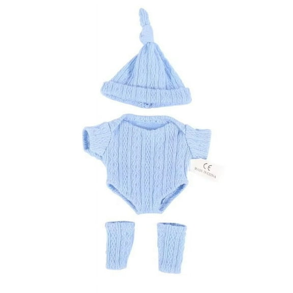 AlevRam 7 inch Knit Onesie Doll Clothes Set Hat & Socks, Bodysuit7 inch Knit Onesie Doll Clothes Set – Hat & Socks, No-Button Bodysuit Outfit for 6-7 inch / 20 cm Mini Silicone Baby Dolls