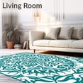 thumbnail image 2 of ODIKA 2'x3' Machine Washable Non-Slip Area Rug, Intricate Spiral with Ornate Floral and Swirling Motifs High Traffic Rug, Teal, 713872, 2 of 7