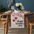 thumbnail image 2 of Happy Valentines Day Table Runner - 120 Inch Long, Kitchen Dining Table Runner Dresser Scarves, Red Love Branches Spring Beige Farmhouse Decor for Coffee Tables Wedding Party Banquet, 2 of 8