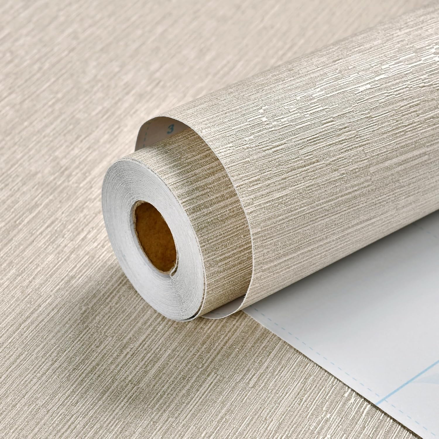 Grasscloth Wallpaper Peel and Stick 20.9in X 393in Fabric Contact Paper Wall Paper Textured Wallpaper Vertical Stripes Look Self-Adhesive Thick Vinyl Embossed (Light Yellow)