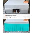 thumbnail image 7 of Turquoise Plaid Wrap Around Bed Skirts for Queen Bed 16" Drop,Bed Skirt with Adjustable Elastic Belt Dust Ruffle Bed Valance for Bedroom Hotel Geometric Leaf Diamond Morocco Abstract Bed Frame Cover, 7 of 7