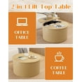 thumbnail image 6 of Fluted Round Coffee Table with Lifting Top, 31.5" Oak Small Circle Coffee Table with Storage for Living Room, 6 of 18