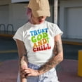 thumbnail image 2 of Trust God and Chill, Quote About Trusting God & Resting, Groovy Retro Wavy Text Merch Gift, Baby Blue T-Shirt, Large, 2 of 5