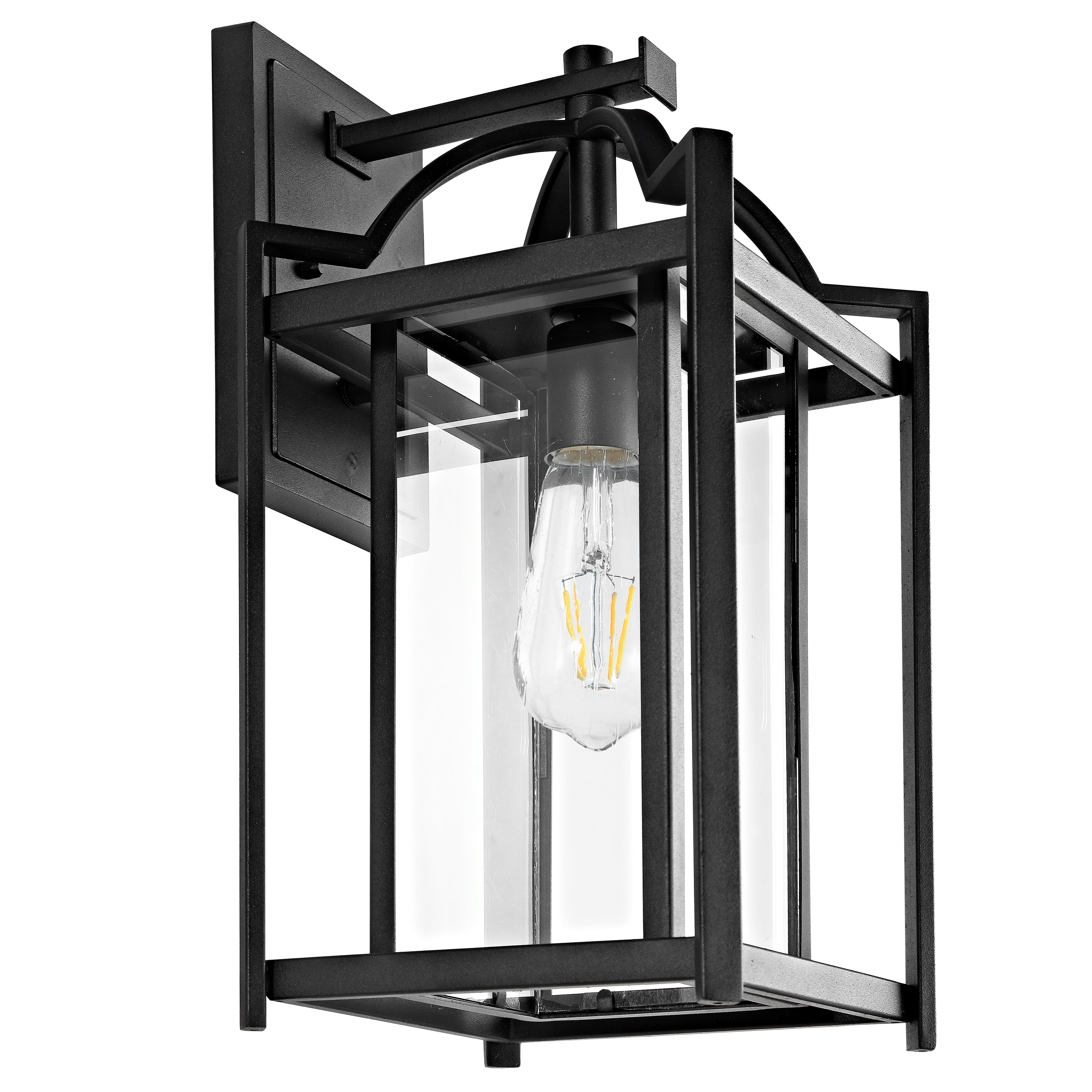 SAFAVIEH Portar LED Black Aluminium Outdoor Wall Sconce with Clear Glass Shade