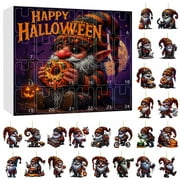 Halloween Advent Calendar 2025, Zombie Gnomes 24 Day Halloween 2D Acrylic Pendant Countdown Calendar, Collectible Horror Pendant Gift for Kids Teen AdultsC