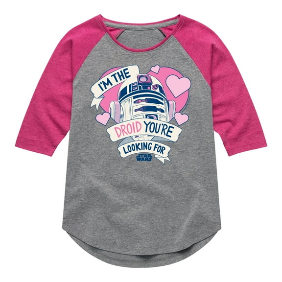 Star Wars - Valentine Droid You're Looking For - Toddler And Youth Girls Shirt Tail Raglan