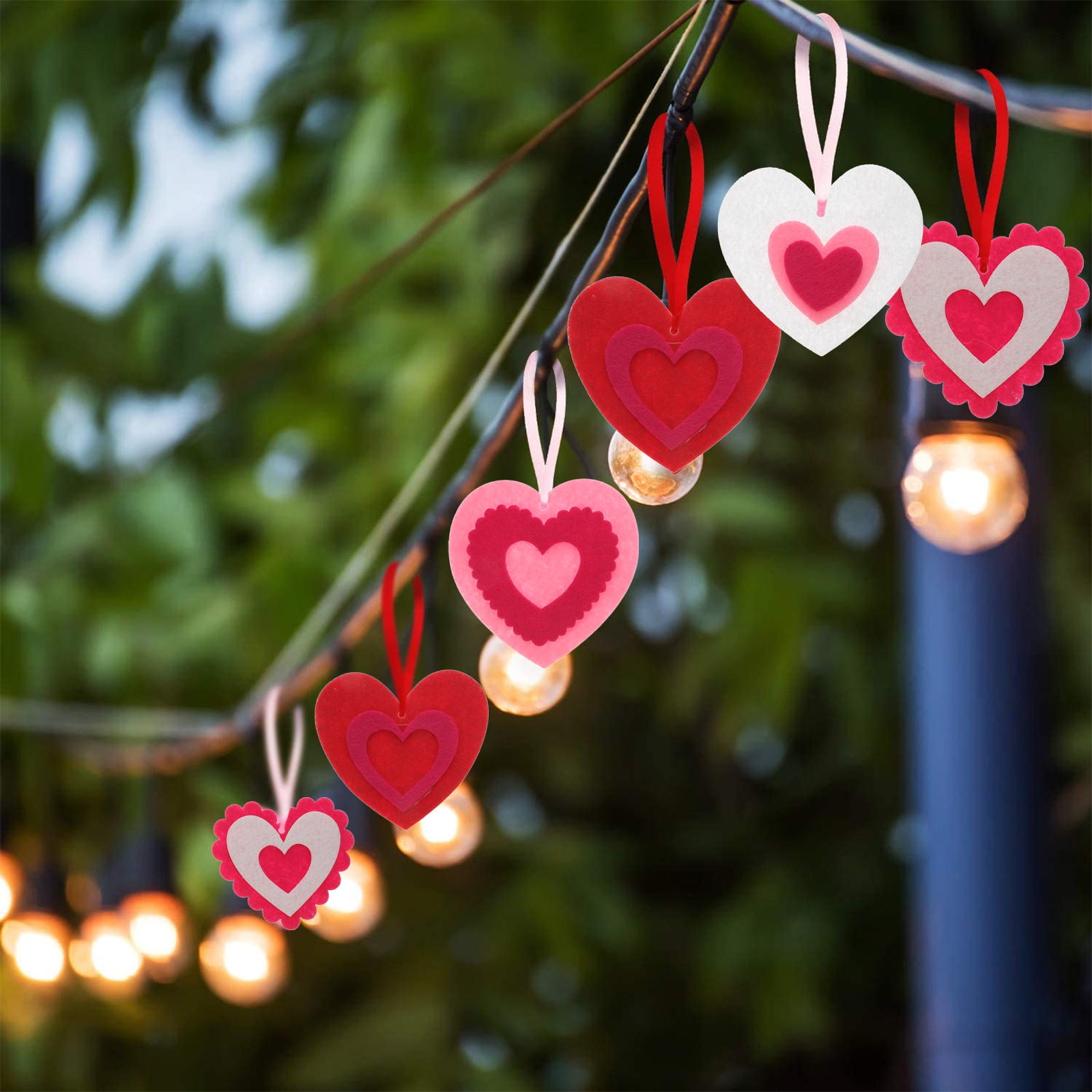 FOMIYES 20Pcs Valentine Day Heart Pendant Decorations Felt Hanging Ornaments for Wedding