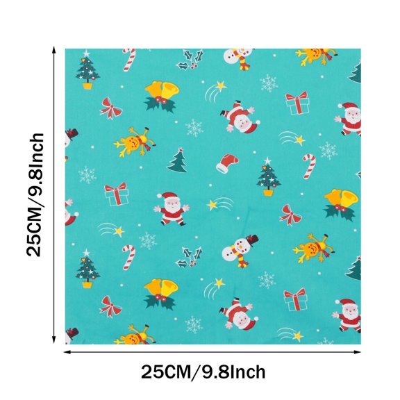 Vikakiooze DIY Hand Stitched Children's Cotton Printed Christmas Elements Handkerchief 8pcs Christmas Decorations