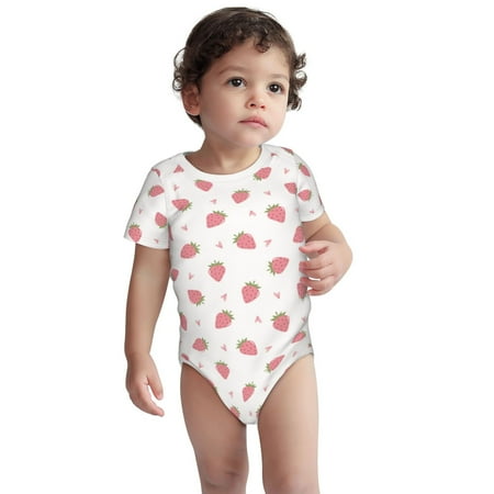 

Fotbe Hand Drawn Strawberry Pattern Unisex-baby Short-sleeve Bodysuit Short Sleeve Bodysuits One-piece 100% Organic Cotton for Infant Baby Boys Unisex-18 Months