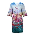 thumbnail image 5 of Robes pour Femmes 2024 Été Surdimensionnée Décontractée Ample Coton Lin Manches Courtes Col Rond Robe Manches Courtes Col Rond Robe Rabais de 50 % Liquidation!, 5 of 5