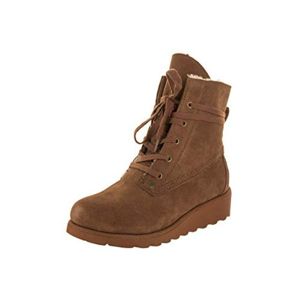 Bearpaw Bearpaw Krista Women's Boot Black Suede Lace Up Wedge Booties