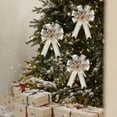 thumbnail image 2 of Fabric Bow Christmas Pendant, Sequin Multi-Layer Christmas Tree Ornament, Holiday Scene Layout Decor for Home Party, 2 of 6