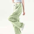 thumbnail image 6 of Roncen Women's Solid Cargo Pants - High Waist Wide Leg Trousers with Casual Versatile Bow Accent & Functional Pockets, 6 of 6