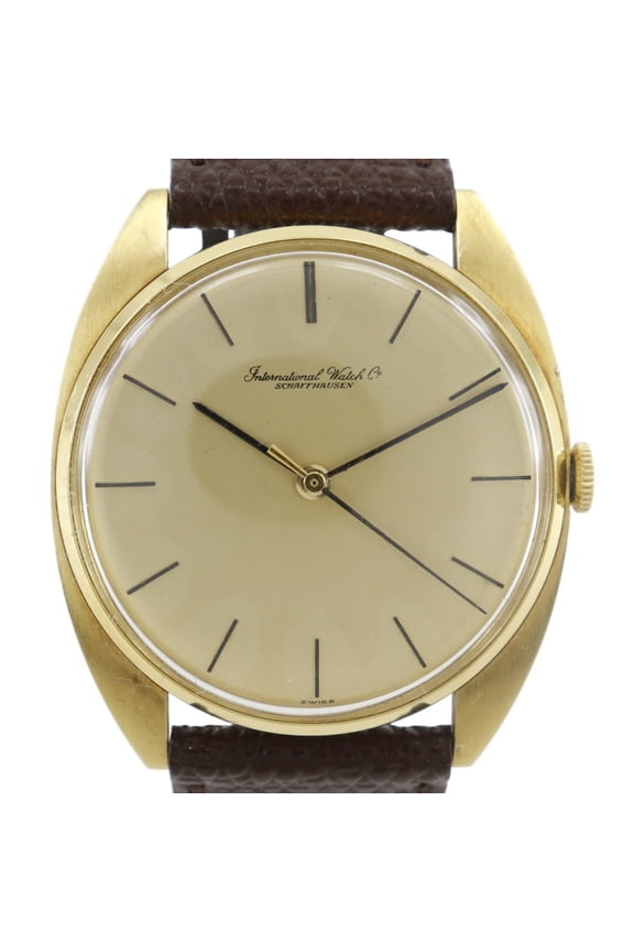 Pre-Owned IWC Schaffhausen Vintage Caliber 403 Watch, 18K Yellow Gold with Embossed Leather,...