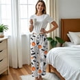 thumbnail image 4 of Halloween Baggy Sweatpants for Women Wide Leg Joggers Funny Ghost Print Fall 2026 Casual Flannel Lounge Pants Pajama Holiday Costumes with Pockets,XL,Rose Gold, 4 of 5