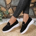 thumbnail image 4 of Womens Platform Loafers Faux Suede Gold Buckle Comfortable Slip On Cushioned Non-Slip Casual Work Shoes Black 5.5-9.5,Size 7.5, 4 of 8