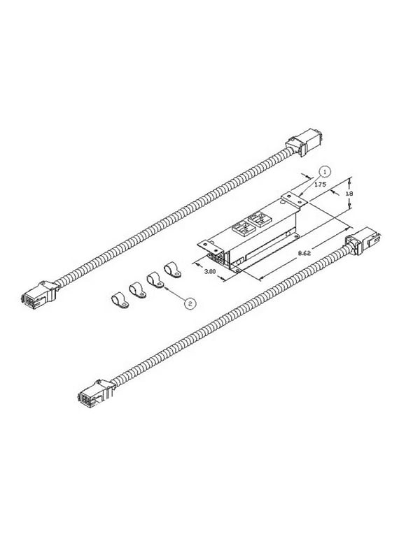 Undersurface Kits (72" Table Kit Block consisting of 2 power receptacles, 2 interconnecting table cables, 4 cable clamps)-Table:60"