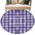 thumbnail image 6 of Purple Plaid Round Rug 7ft Washable Circle Rugs Non Slip Modern Art Checkered Farmhouse Large Area Rug Indoor Floor Carpet for Bedroom Kitchen Living Room Home Office Dining Room Nursery, 6 of 8
